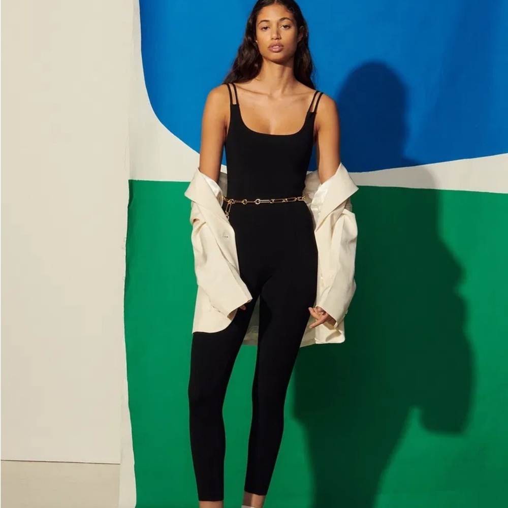 Sandro Black Knit Sissy Skinny Fit Jumpsuit - Size 8 / Medium (40) Nwot
